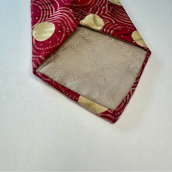 Vintage Christian Dior Italian Silk Red Polka Dot Classic Tie, 3.5” - Picture 3 of 6